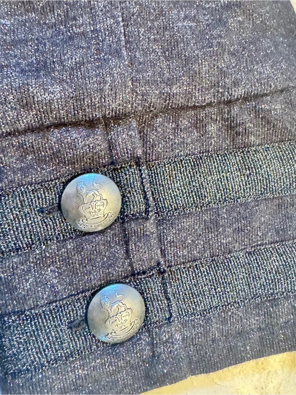 NEW glitter grey Juicy Couture Military vintage Zip Top Blazer Jacket size XL - Picture 7 of 7